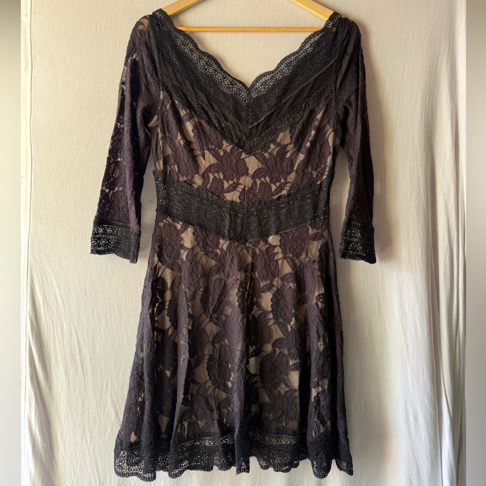 Free People Black Lace Long Sleeve Dress